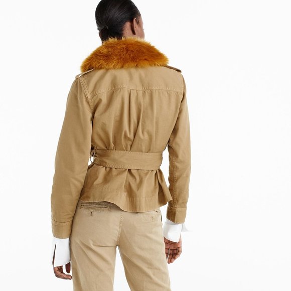 NWT J.Crew Peplum Chino Jacket w/ Faux-Fur Collar - Picture 4 of 4